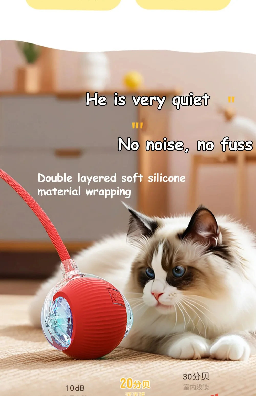 New Cat Interactive Ball Toy Automatic Rolling Ball Faux Tail Rechargeable Smart Pet Electric Toy Dog Cat Training Imitate Mouse