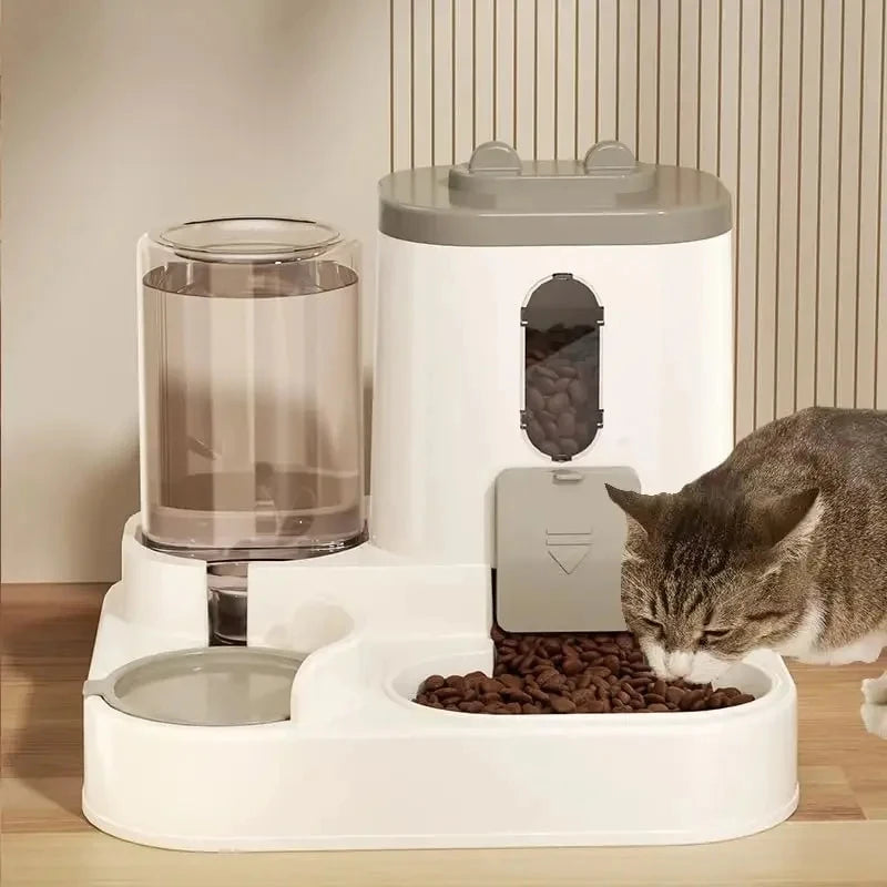 Dog & Cat Automatic Feeder & Waterer Set: Gravity Design, Leak-Proof, Spill-Proof, Anti-Slip, Easy to Clean, Built-In Food Bowl