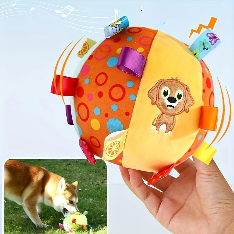 Balle en Peluche pour Chien avec Clochette – Jouet Interactif à Mâcher & Nettoyage des Dents
